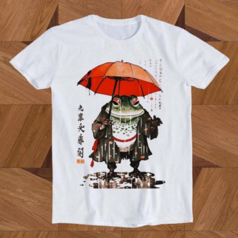 Matsumoto Hoji Rain Frog Star Japanese Rainy Day Funny Gift Tee T Shirt